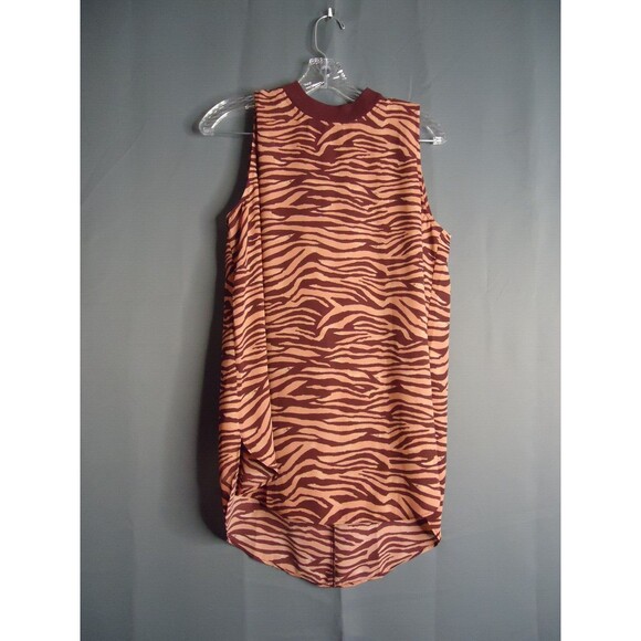 Loft Outlet Halter Tank Top Flowing Tunic Red Zebra Stripe Quarter Zip Size Med - Picture 1 of 9